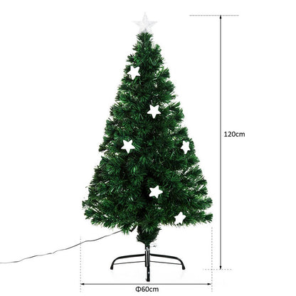 Homcom 4FT Prelit Artificial Christmas Tree Fibre Optic Star LED Light with LED Light for Indoor Party