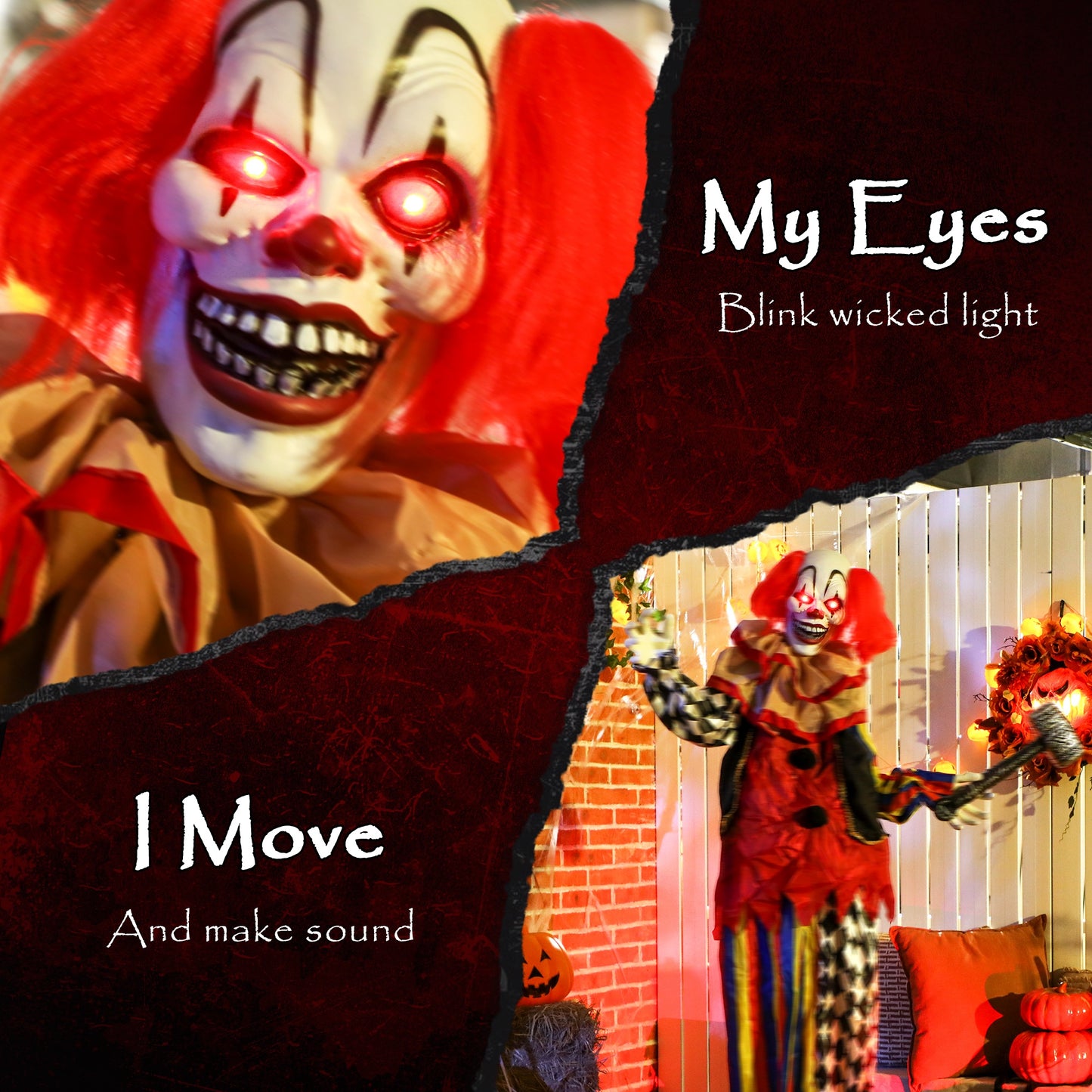 Animated Clown Halloween Decoration - 173cm
