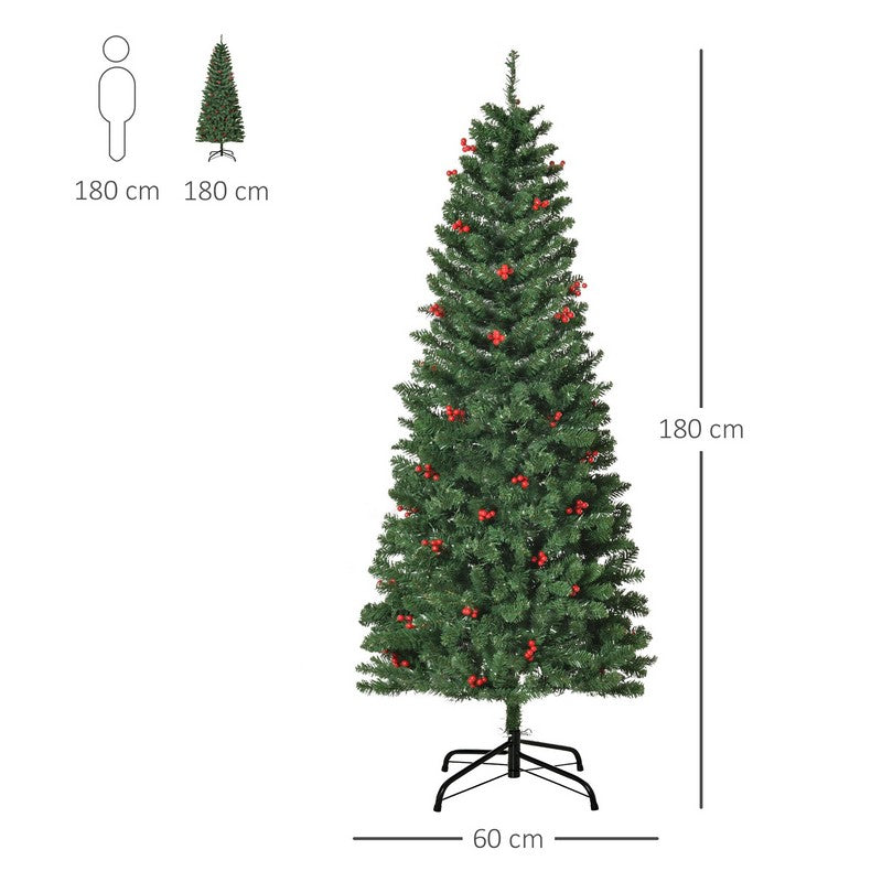 6FT Prelit Artificial Pencil Christmas Tree with Warm White LED Light
