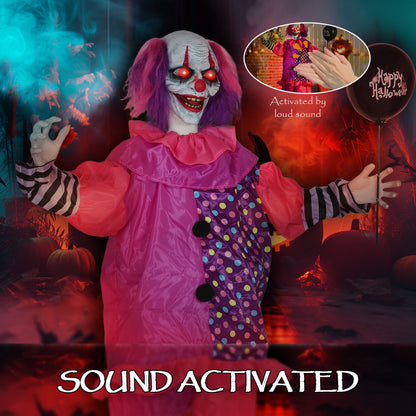 Animated Scary Clown Halloween Decoration - 175cm