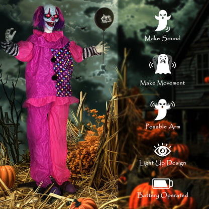 Animated Scary Clown Halloween Decoration - 175cm