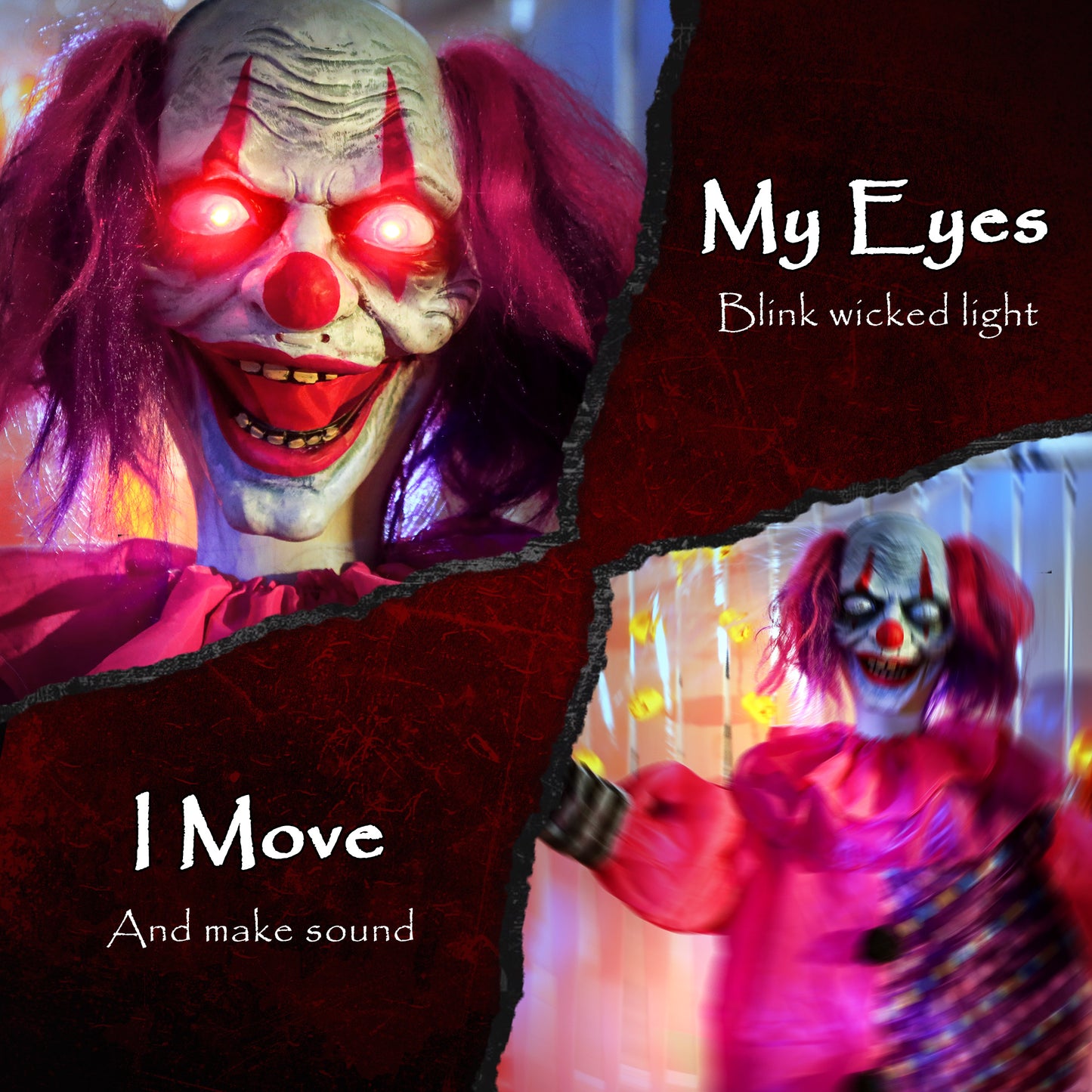 Animated Scary Clown Halloween Decoration - 175cm
