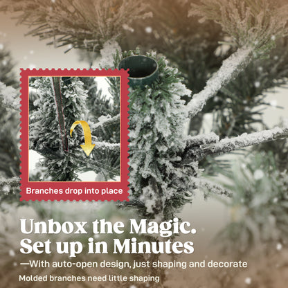 6ft Christmas Tree Artificial - White Frosted Green  1528 Tips