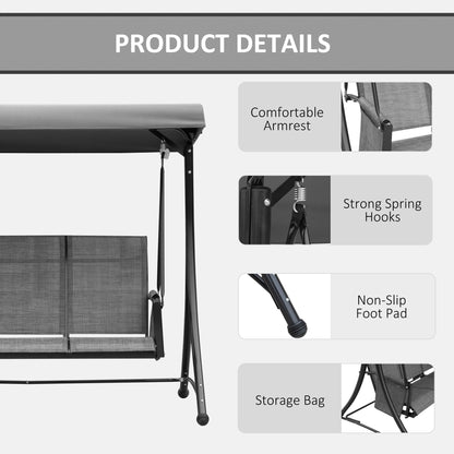 3 Person Outdoor Patio Porch Swing Chair with High Back Design