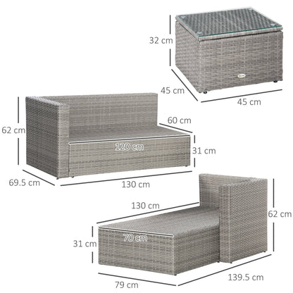 3-Pieces Outdoor PE Rattan Sofa Set