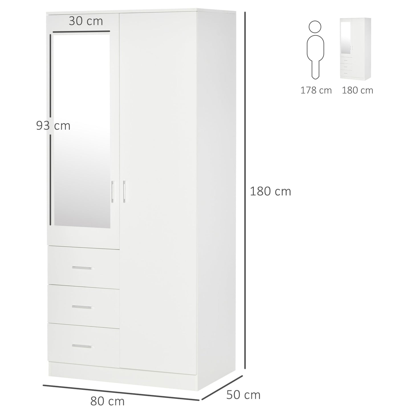 Modern Mirror Wardrobe 2 Door Storage Cupboards Home Storage Organisation Furniture with Adjustable Shelf