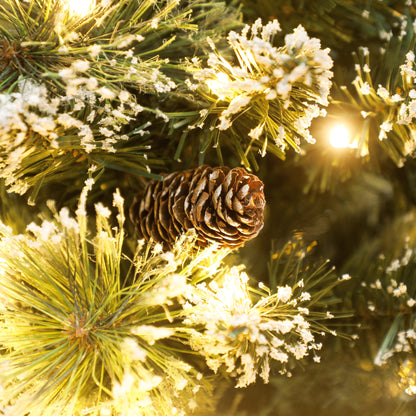 2ft Prelit Christmas Tree Artificial - White Frosted Green Ornament Warm White 64 Tips