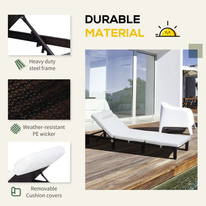 PE Rattan Sun Lounger with Soft Padded Cushion