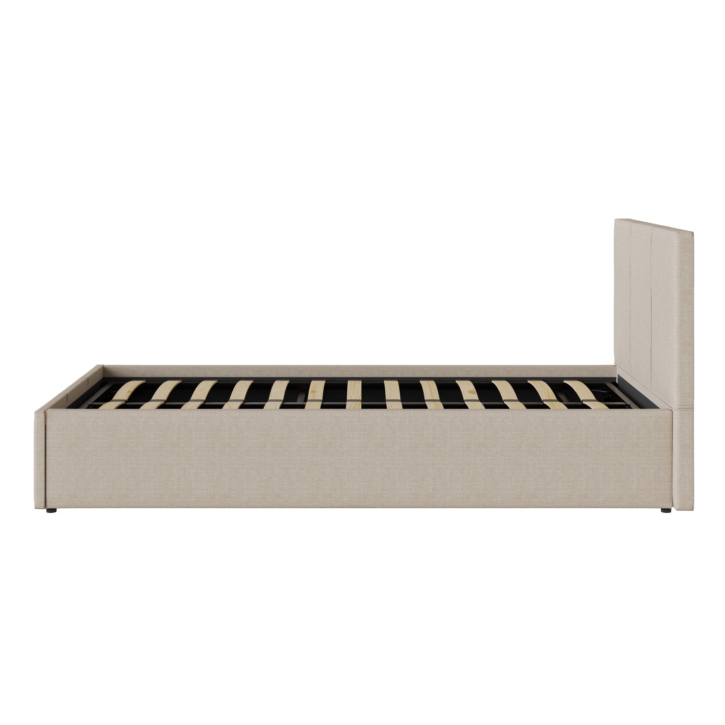 Side Lift Single Ottoman Bed Metal & Wood Natural 3 x 7ft