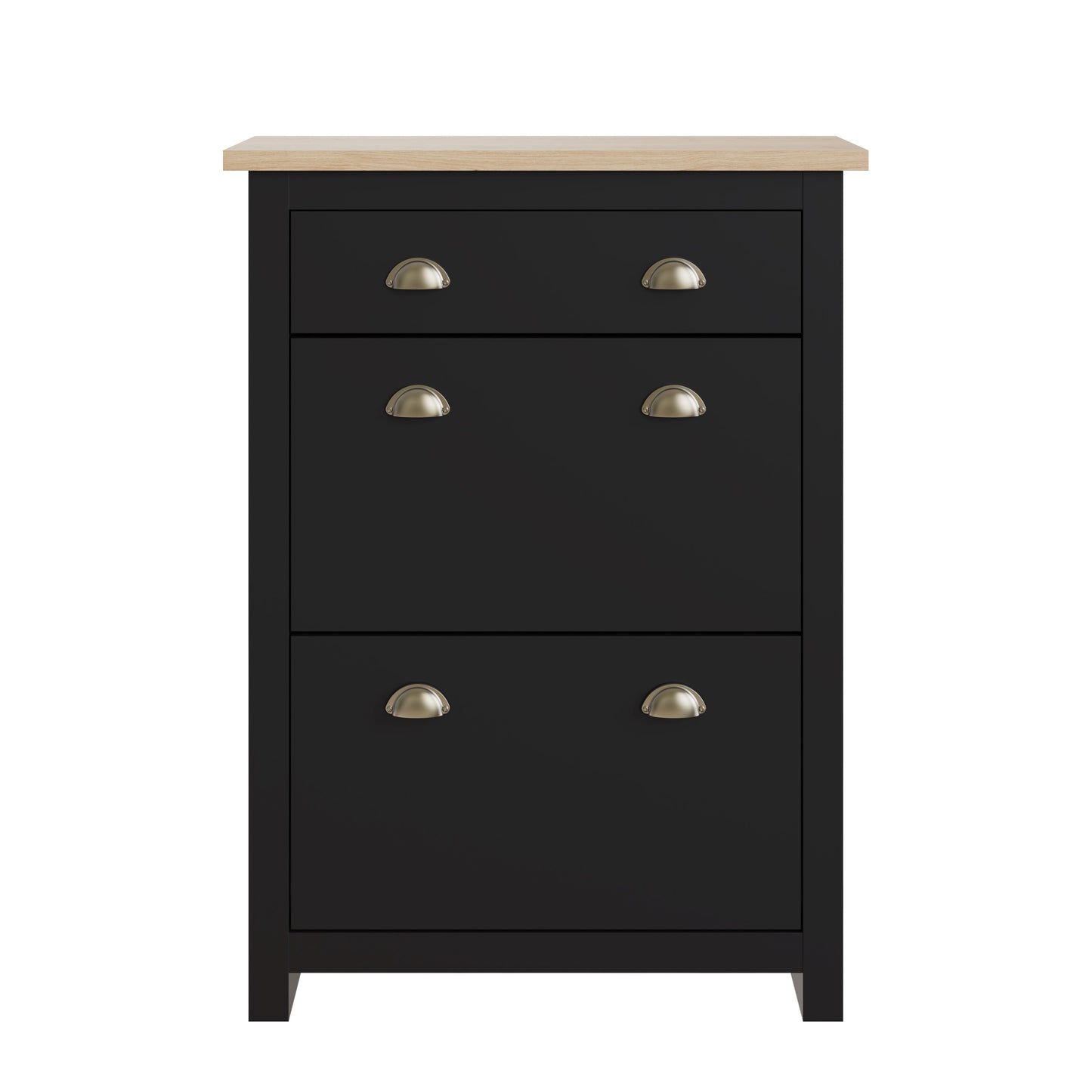 Lancaster Tall Shoe Storage Black 2 Doors 4 Shelves 1 Drawer