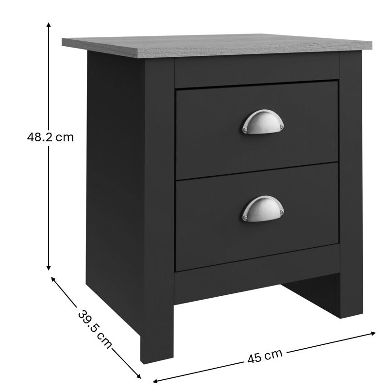 Lancaster 4 Piece Bedroom Furniture Set Black
