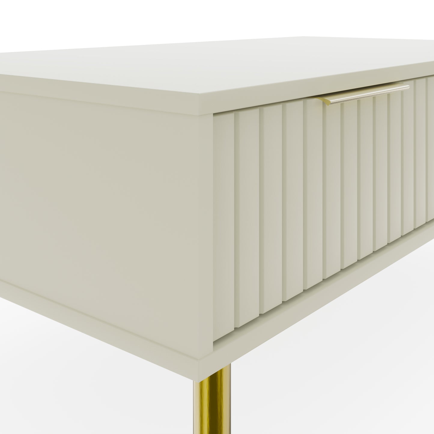 Nervata Coffee Table White & Gold 2 Drawers
