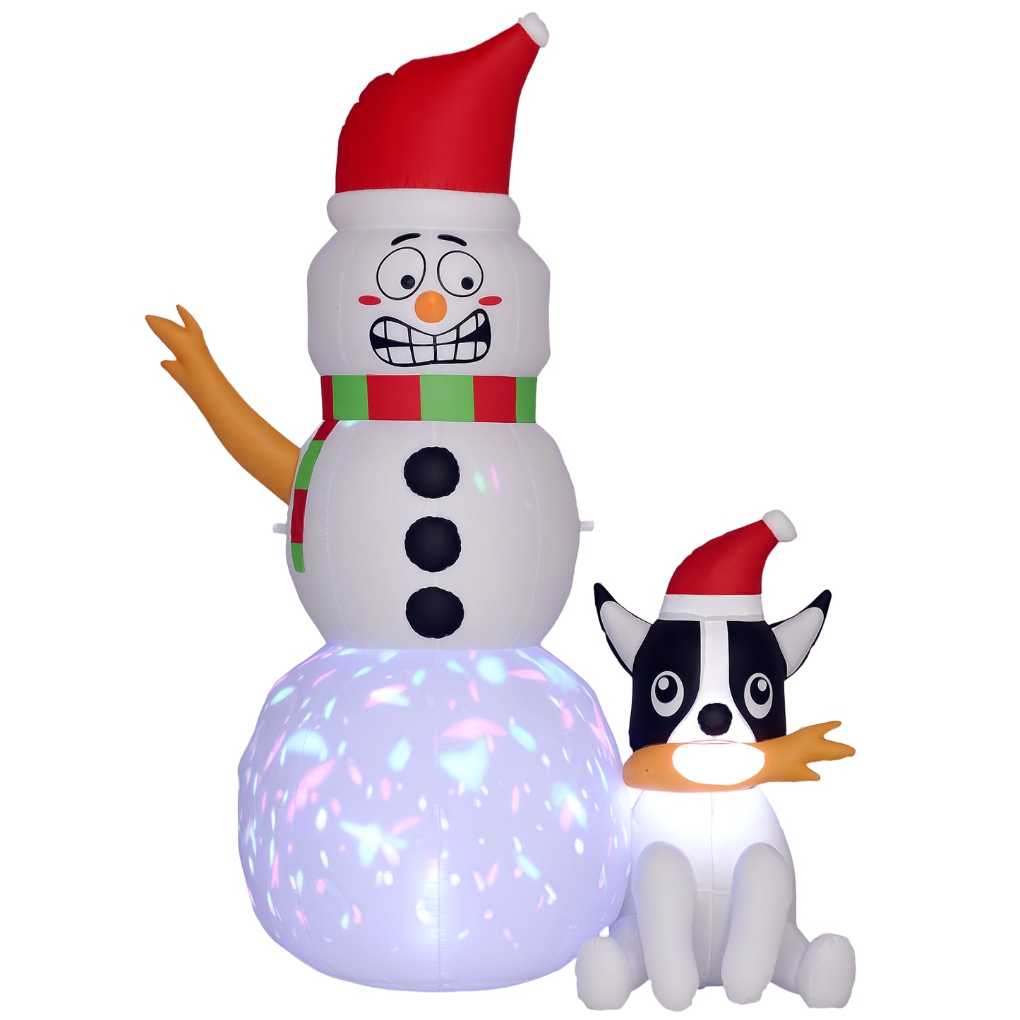 Snowman And Dog Inflatable Christmas Decoration - 188cm