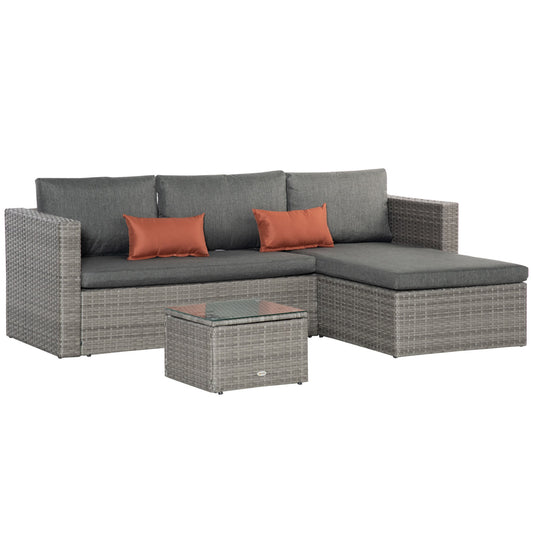 3-Pieces Outdoor PE Rattan Sofa Set