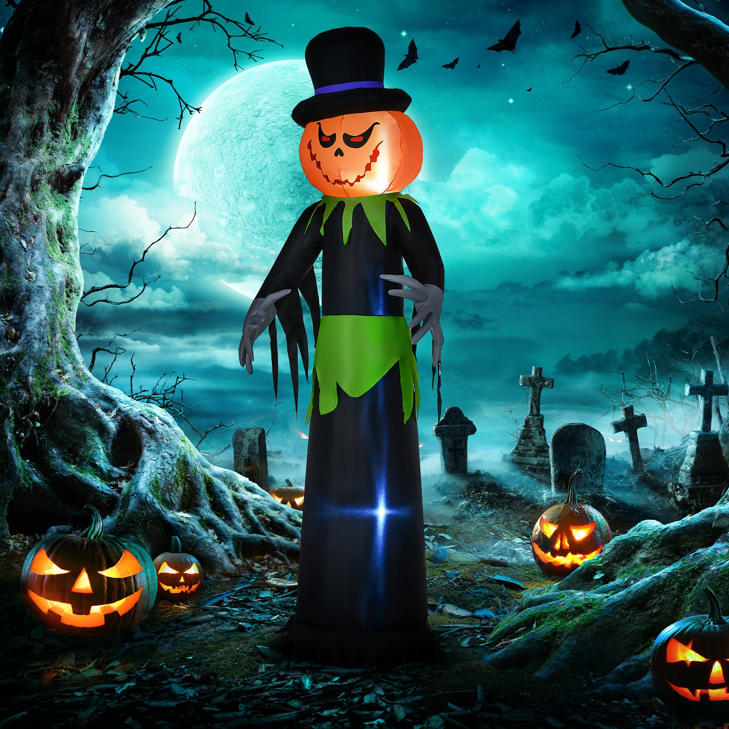 Pumpkin Man Inflatable Halloween Decoration - 250cm