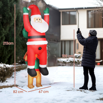 Santa And Dog Inflatable Christmas Decoration - 214cm