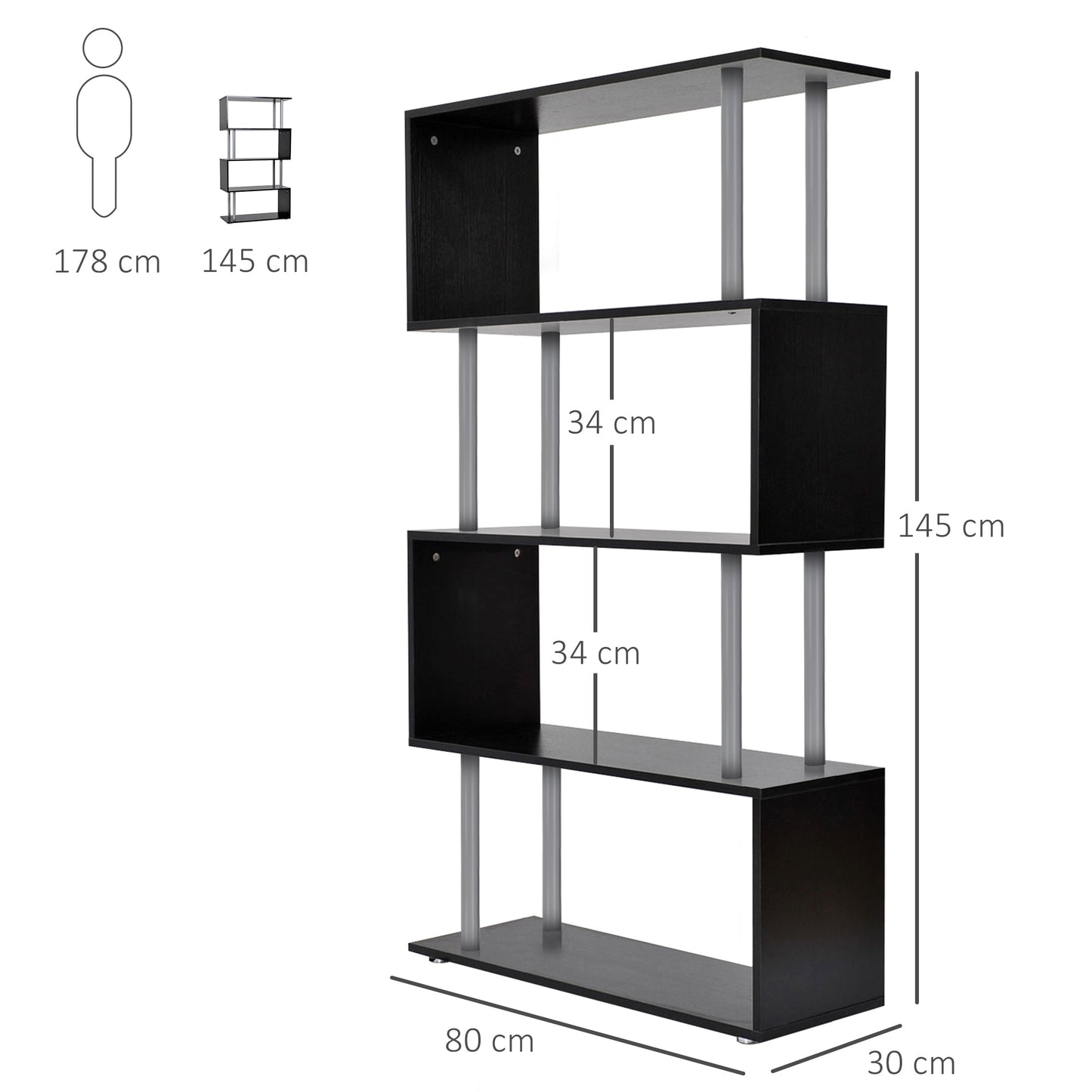 Double 'S' Shelving Unit - Black