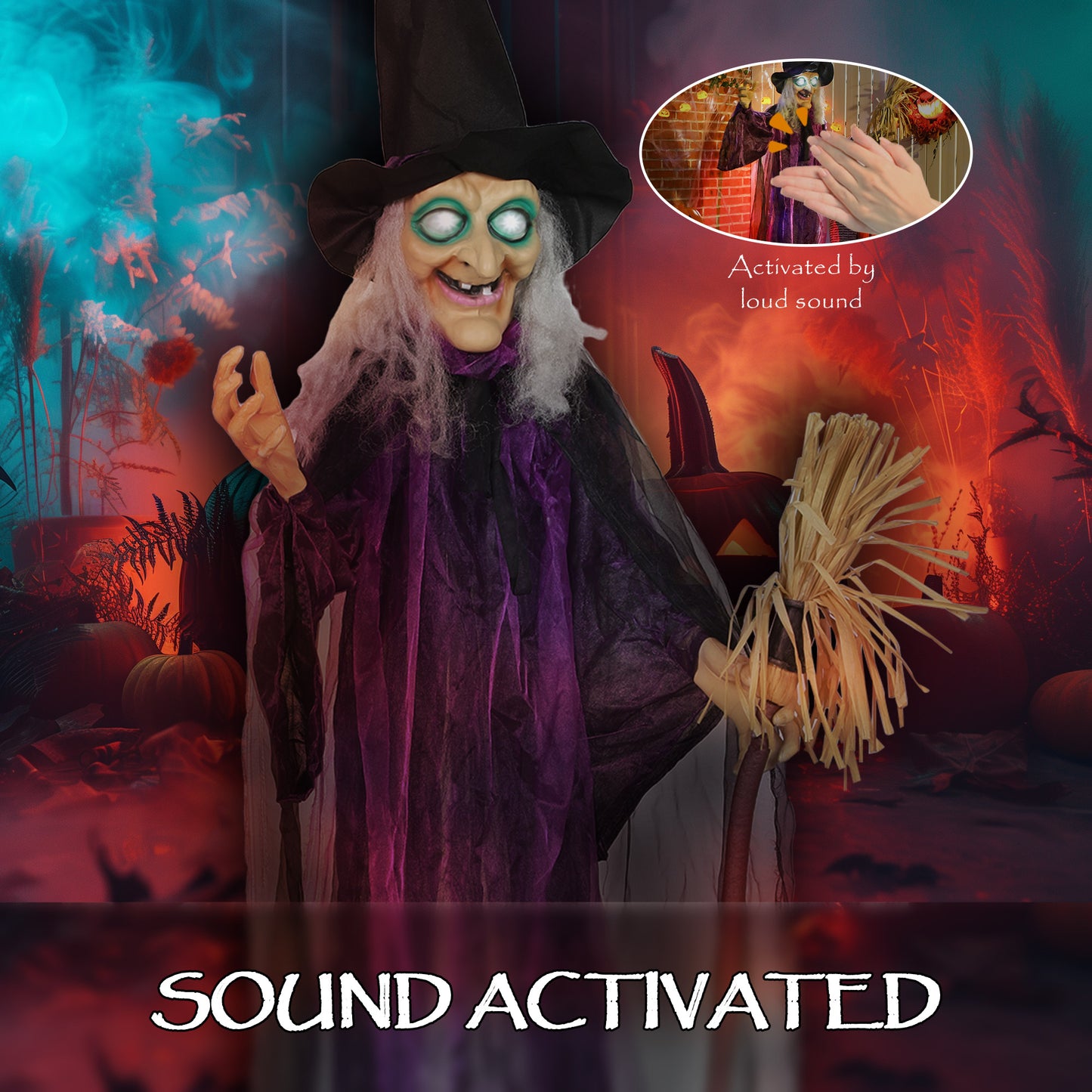 Animated Witch Halloween Decoration - 183cm