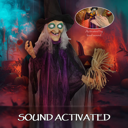 Animated Witch Halloween Decoration - 183cm
