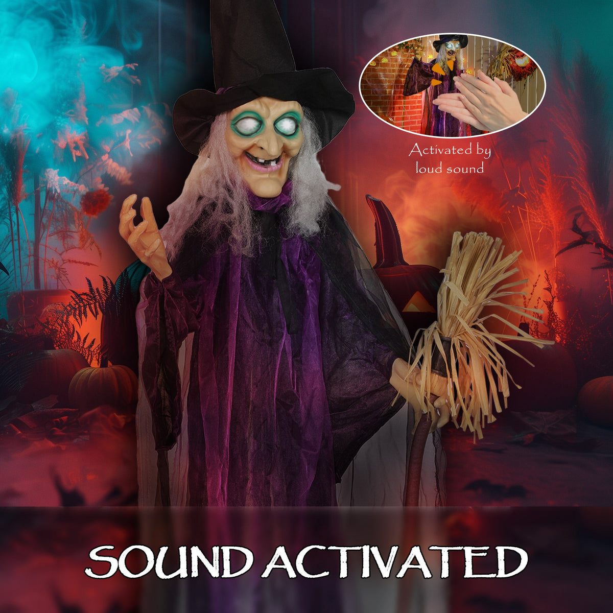 Animated Witch Halloween Decoration - 183cm