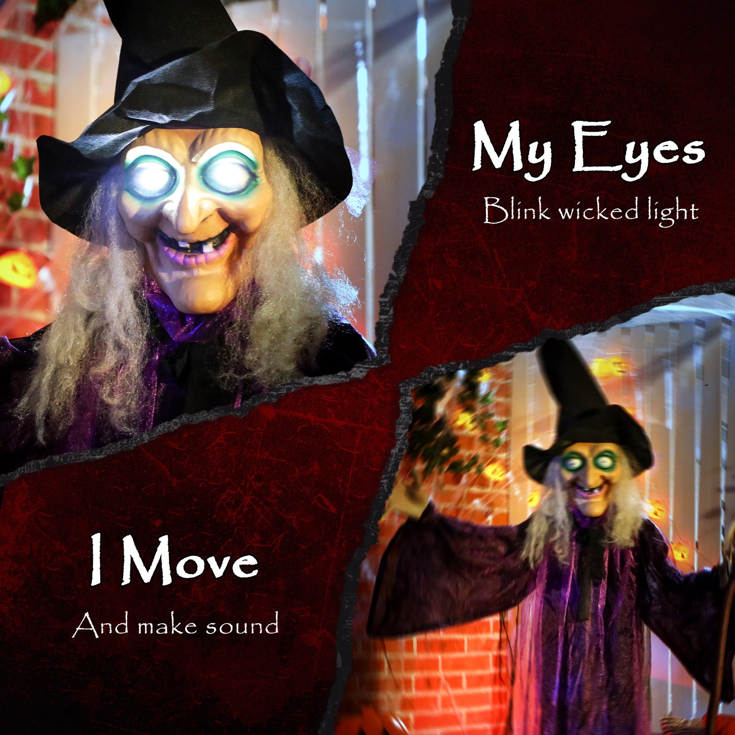 Animated Witch Halloween Decoration - 183cm