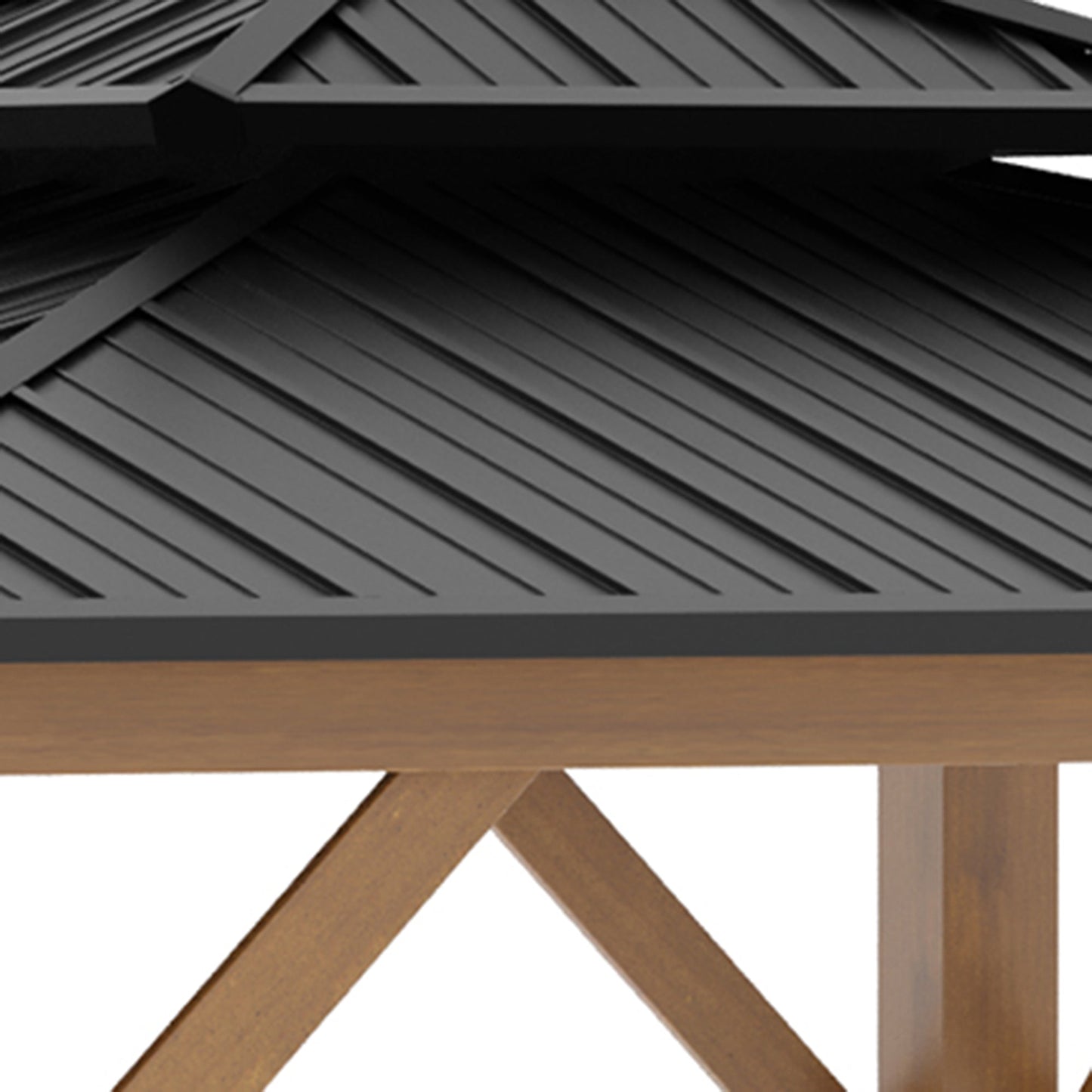 3.5 x 3.5m Outdoor Hardtop Gazebo Canopy with Two-tier Metal Roof and Solid Wood Frame Outdoor Patio Shelter for Patio