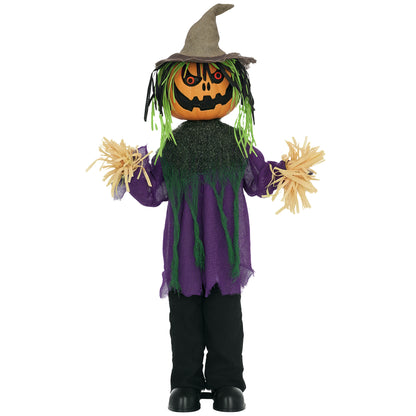 Animated Pumpkin Scarecrow Halloween Decoration - 114cm