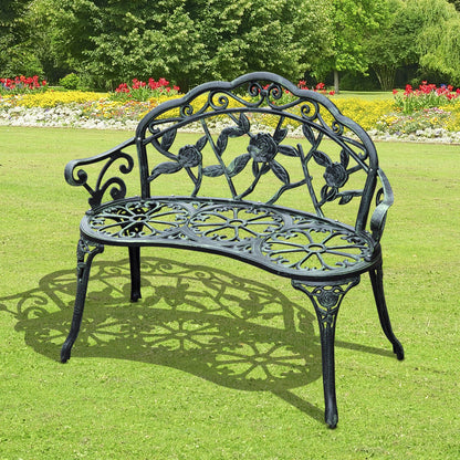 Cast Aluminum Garden Bench-Antique Green