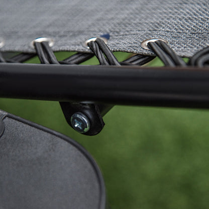 Zero Gravity Garden Deck Folding Chair Texteline Patio Sun Lounger Reclining Seat with Cup Holder & Canopy Shade - Grey