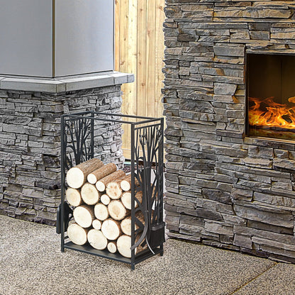 Heavy Duty Firewood Wood Log Rack Fireplace Wood Storagew/ 4 Tools