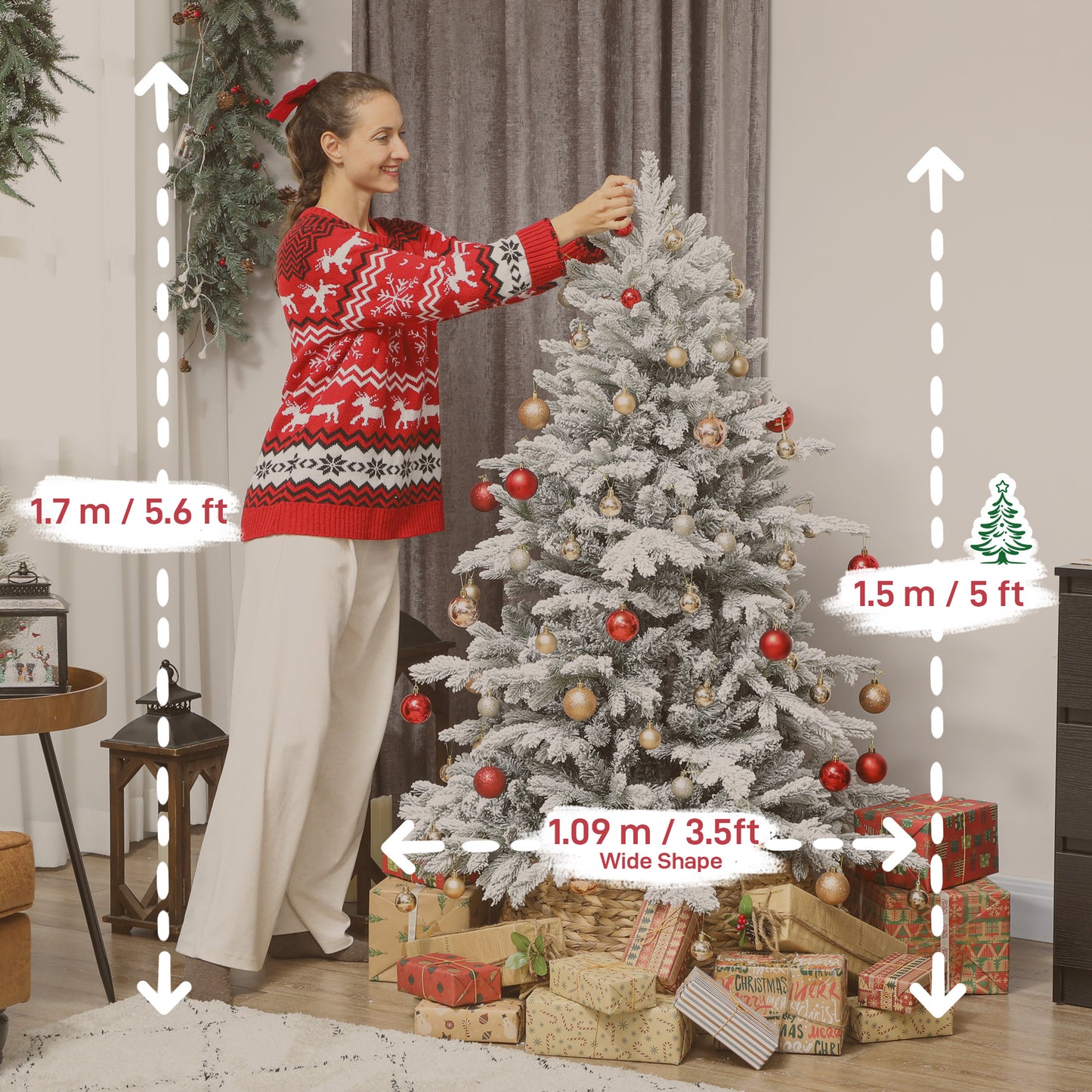 5ft Christmas Tree Artificial - White Frosted Green  936 Tips