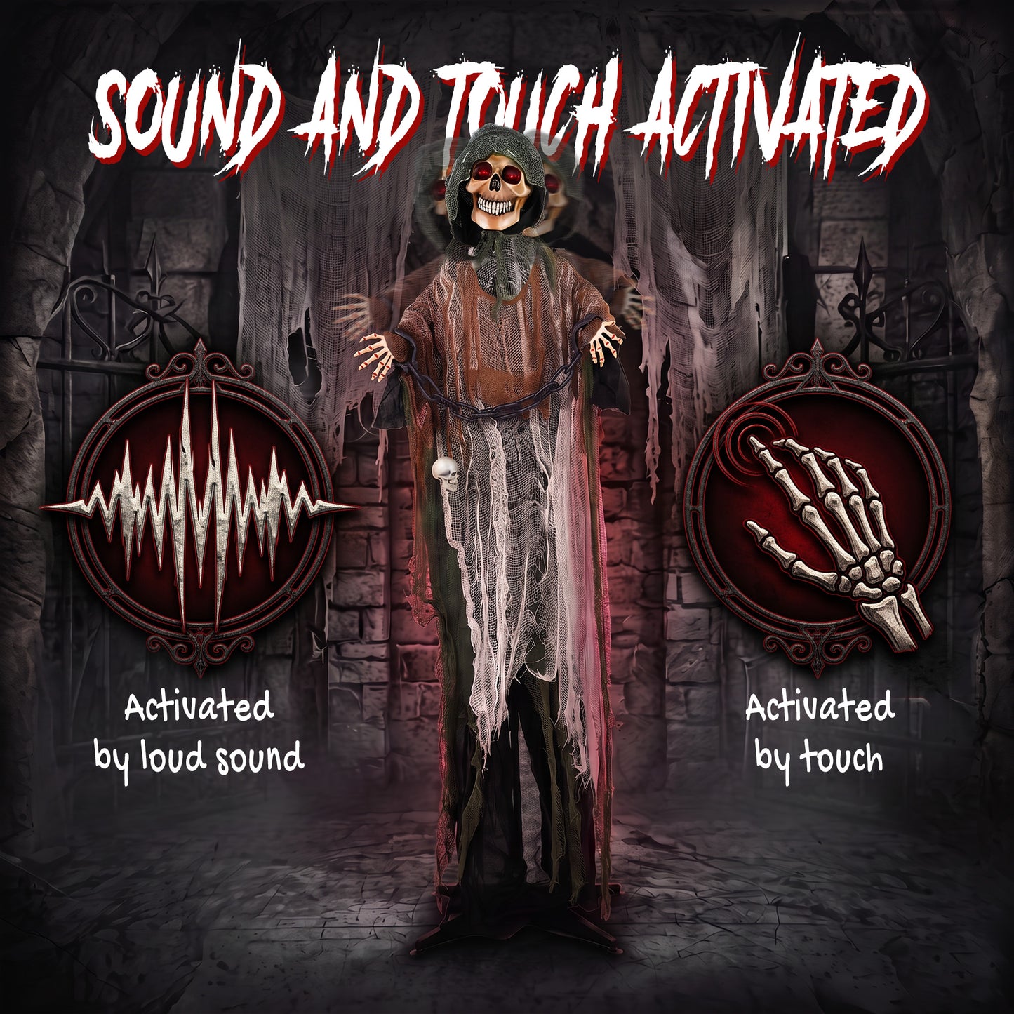 Animated Grim Reaper Halloween Decoration - 170cm