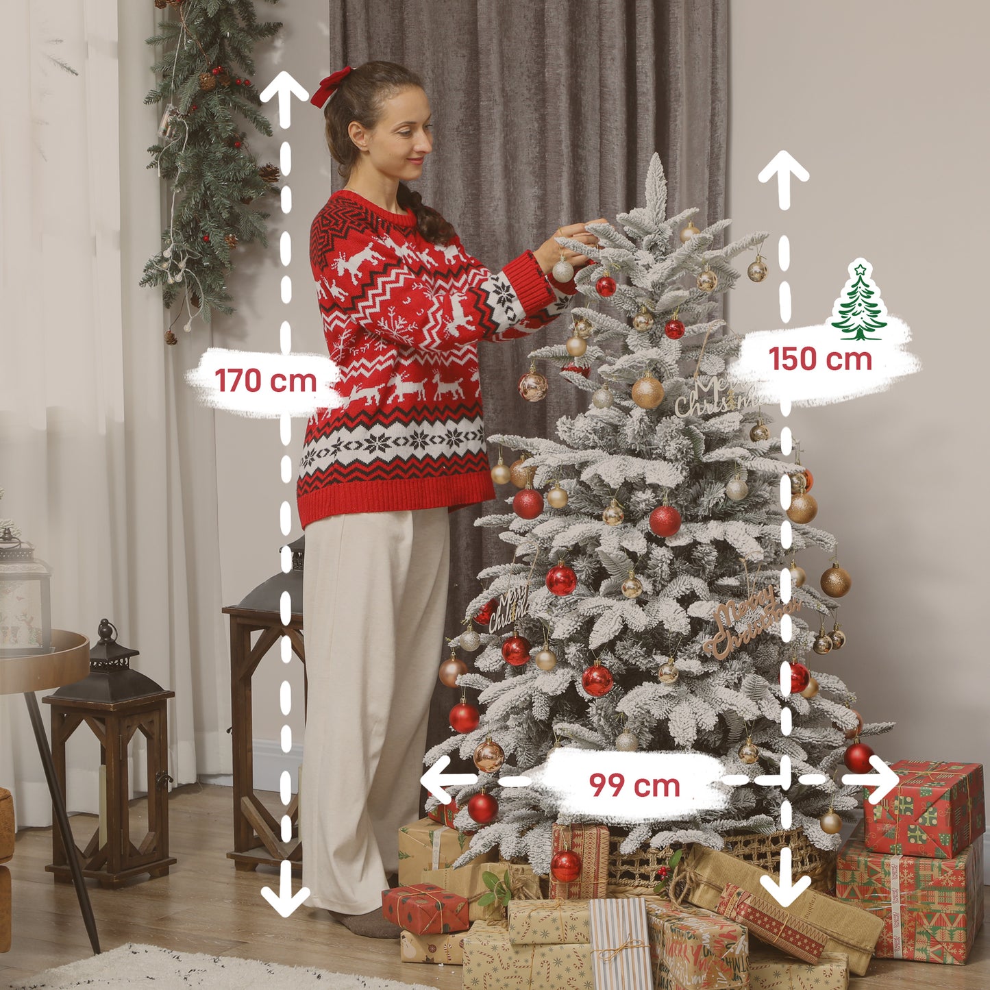 5ft Christmas Tree Artificial - White Frosted Green  717 Tips