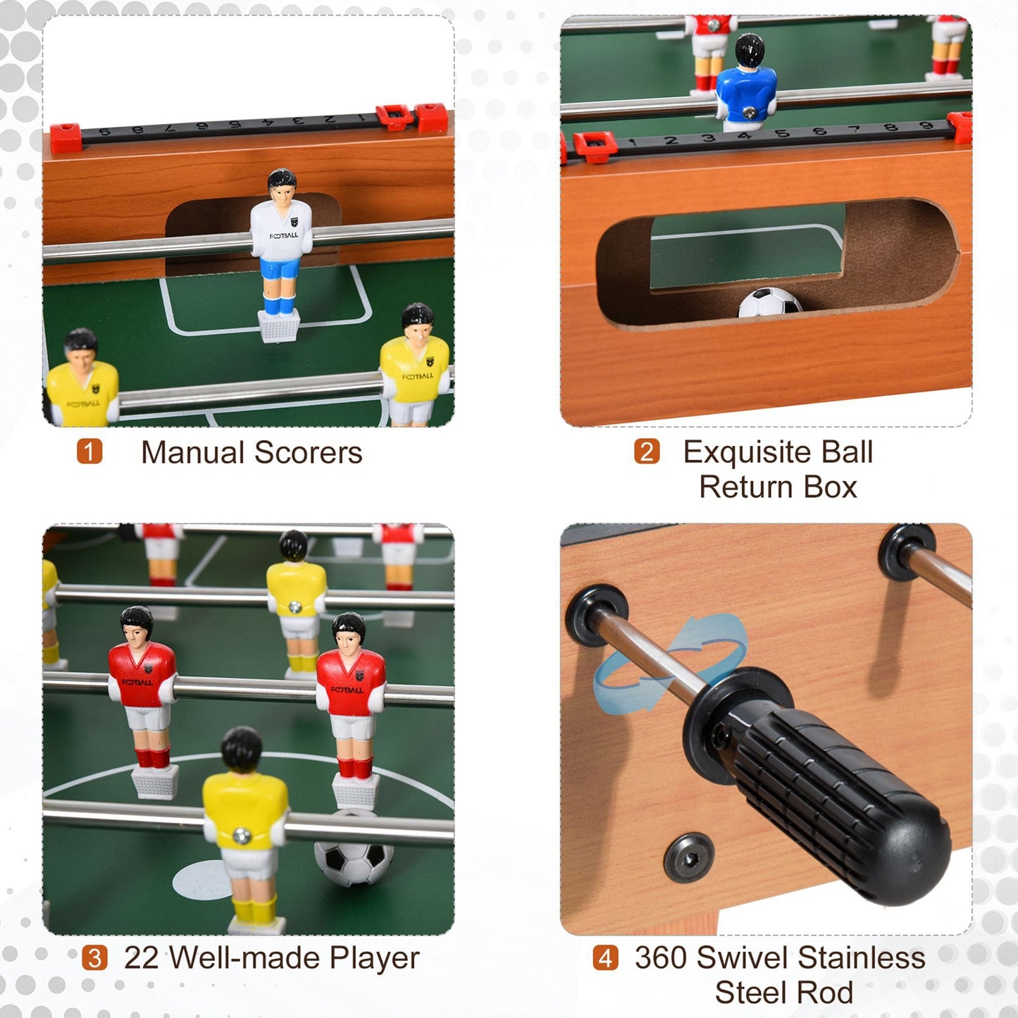 Foosball Game Table 84.5cm Wood Soccer Arcade Game Room