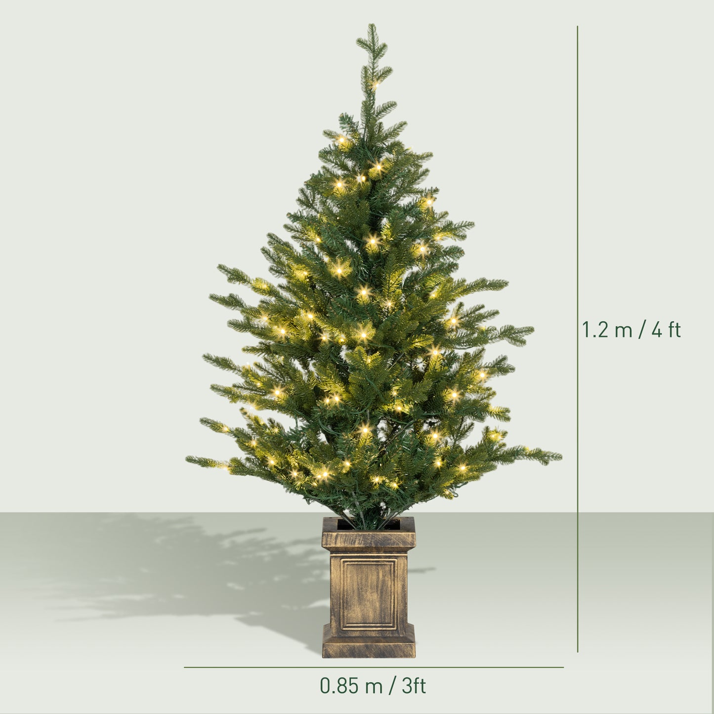 2x 4ft Potted Christmas Tree Artificial - with LED Lights Warm White 864 Tips