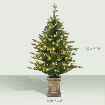 2x 4ft Potted Christmas Tree Artificial - with LED Lights Warm White 864 Tips