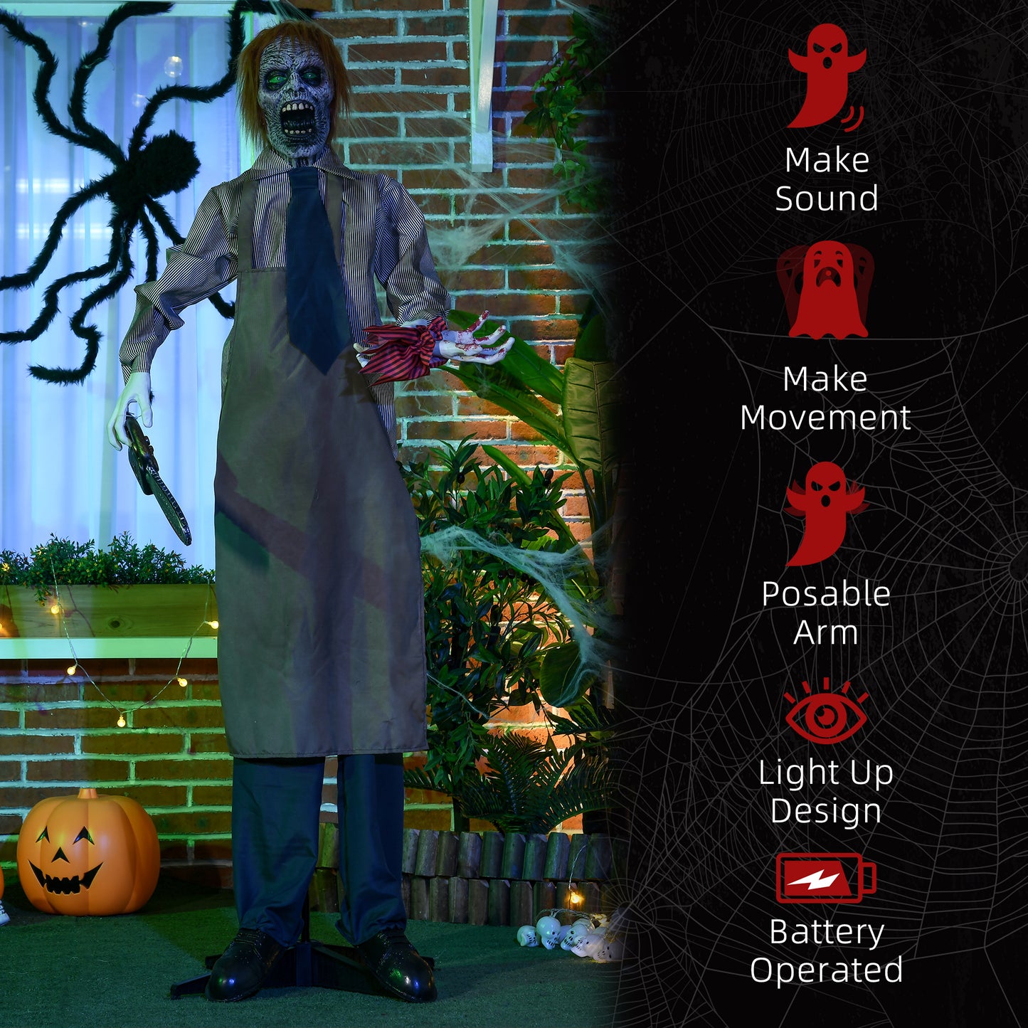 Animated Chainsaw Killer Halloween Decoration - 170cm