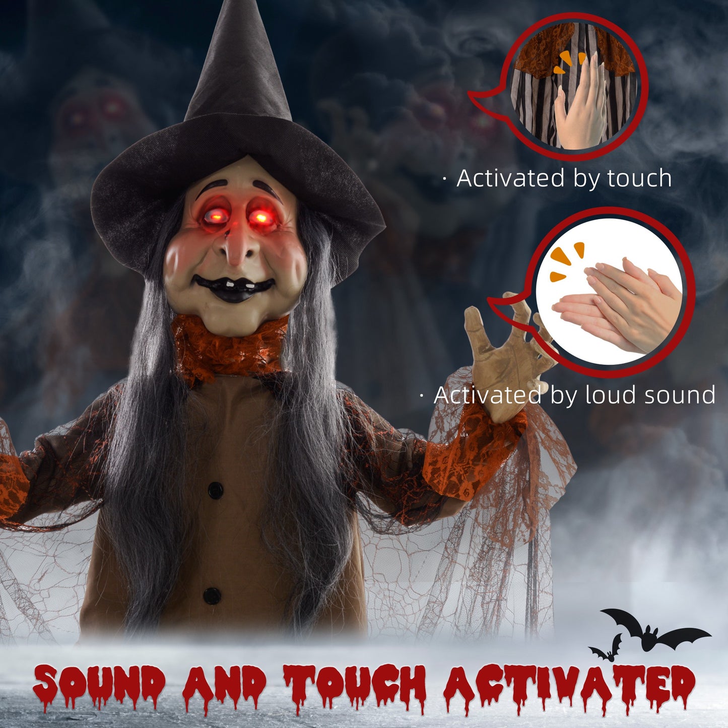 Animated Witch Halloween Decoration - 183cm