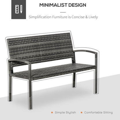 Patio Rattan 2 Seater Garden Bench Wicker Weave Love Seater Armchair Furniture Outdoor Garden Conservatory Chair Grey