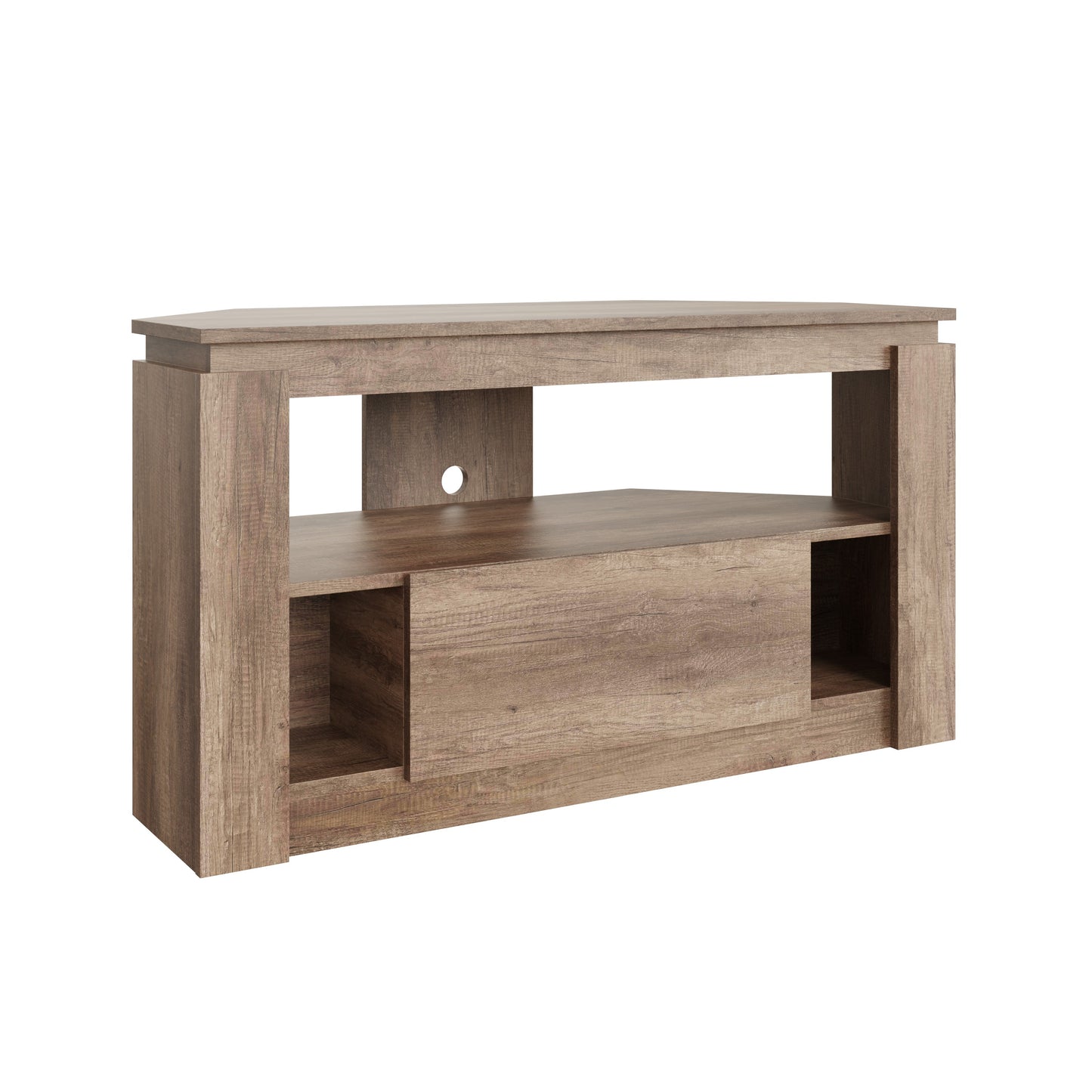 Canyon Corner Corner TV Unit Grey Oak 1 Shelf 1 Drawer