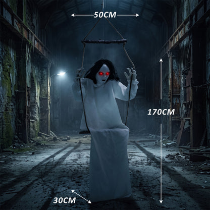Animated Swinging Ghost Halloween Decoration - 170cm