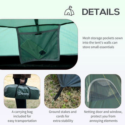 5-6 Man Dome Camping Tent Hiking Shelter UV Protection 3000mm Water Resistant Tunnel Tent - Dark Green