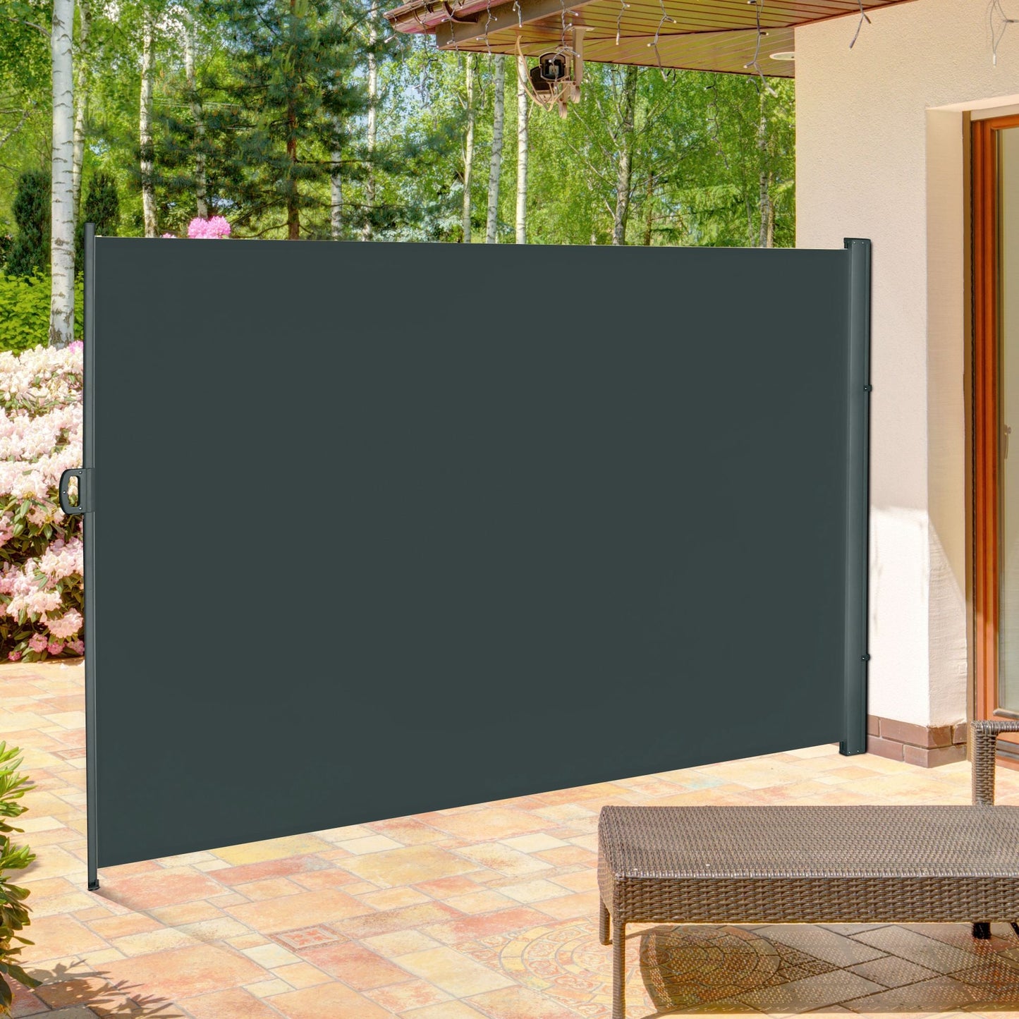 3x2m Retractable Sun Side Awning Screen Fence Patio Garden Wall Balcony Screening Panel Outdoor Blind Privacy Divider