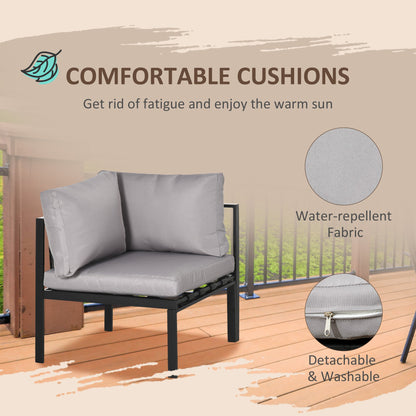 Outsunny 4 Piece Metal Garden Furniture Set with Tempered Glass Coffee Table