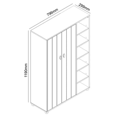 Bideford Tall Shoe Storage Light Grey 2 Doors 12 Shelves