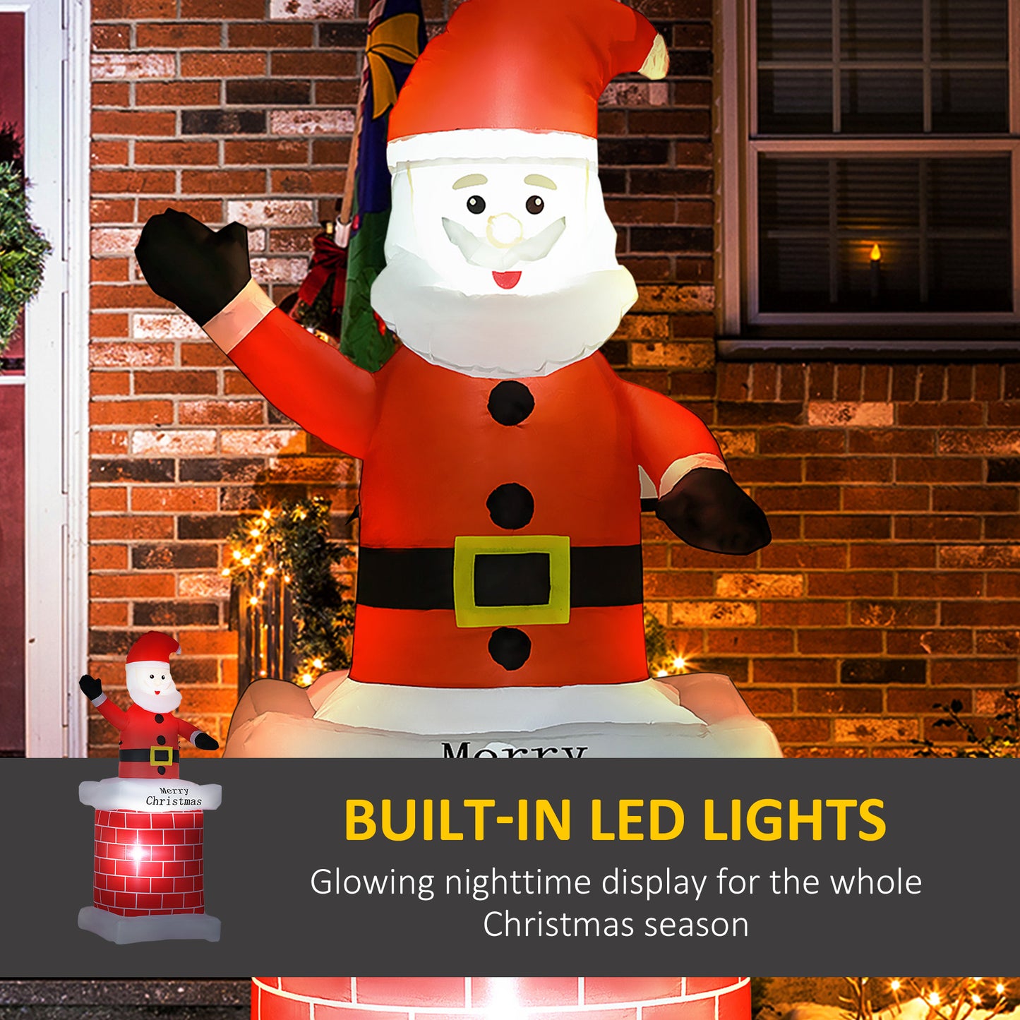 Santa In Chimney Inflatable Christmas Decoration - 210cm