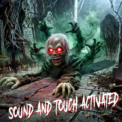 Animated Crawling Zombie Halloween Decoration - 116cm