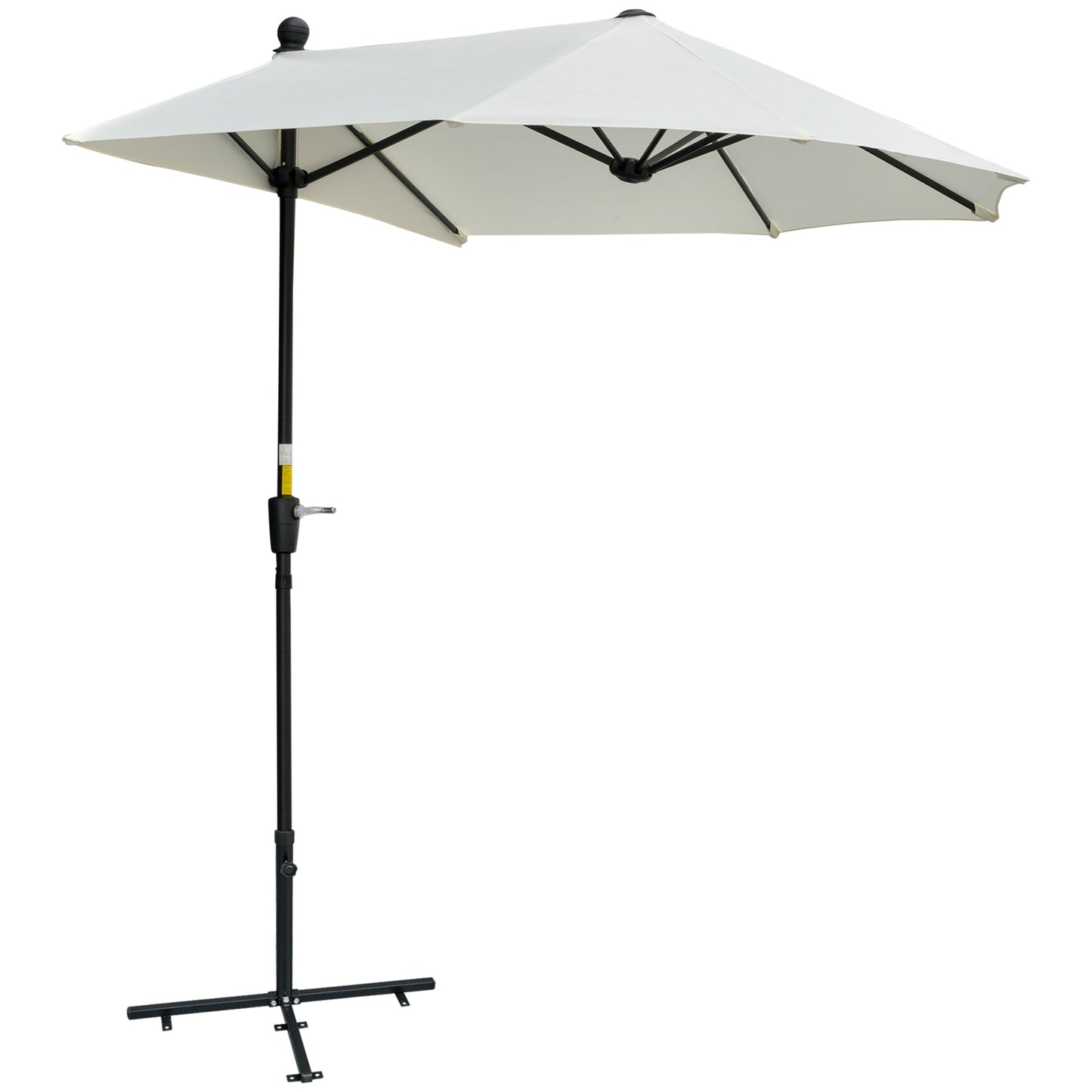 2m Half Parasol Market Umbrella Garden Balcony Parasol with Crank Handle Primary Image