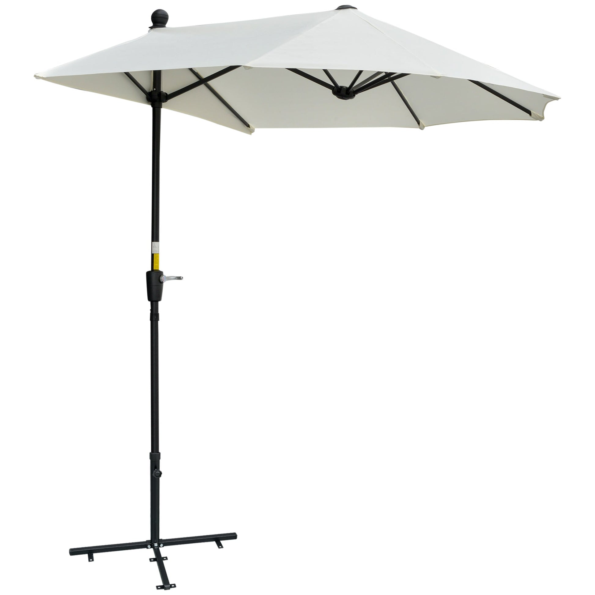 2m Half Parasol Market Umbrella Garden Balcony Parasol with Crank Handle Primary Image