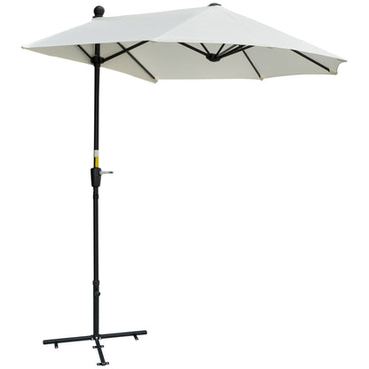 2m Half Parasol Market Umbrella Garden Balcony Parasol with Crank Handle Primary Image
